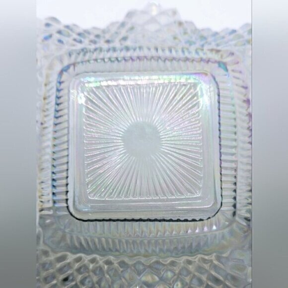 Vintage Indiana Carnival Glass Diamond Point Ruffled Candy Dish - Picture 9 of 9